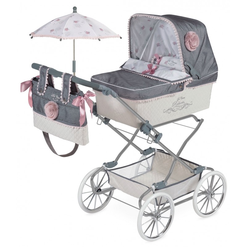 Cochecito de muñecas reborn plegable gris on sale